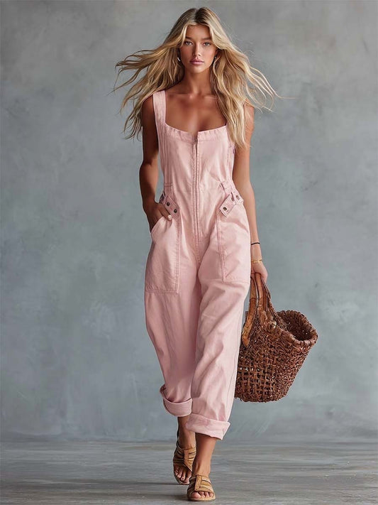 LIORÈNE Denim Jumpsuit – Soft Yellow