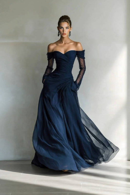LIVÉNNE Pleated Slim Maxi Dress
