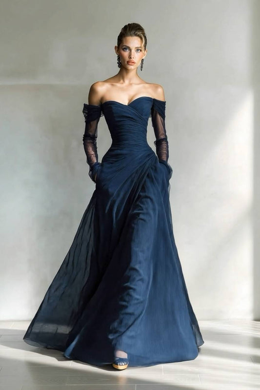 LIVÉNNE Pleated Slim Maxi Dress