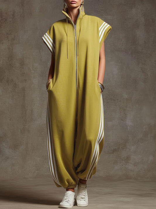 BXL Sleeveless Sports Jumpsuit with White Side Webbing