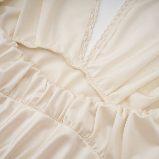 Ivory Summer Maxi Dress for Women | Halter Ruched Formal Occasion Dress - AMELIÈR VORÈ