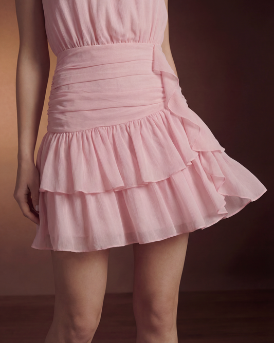 Summer Wedding Guest Mini Dress for Women | Halter Ruffle Occasion Dress - AMELIÈR VORÈ
