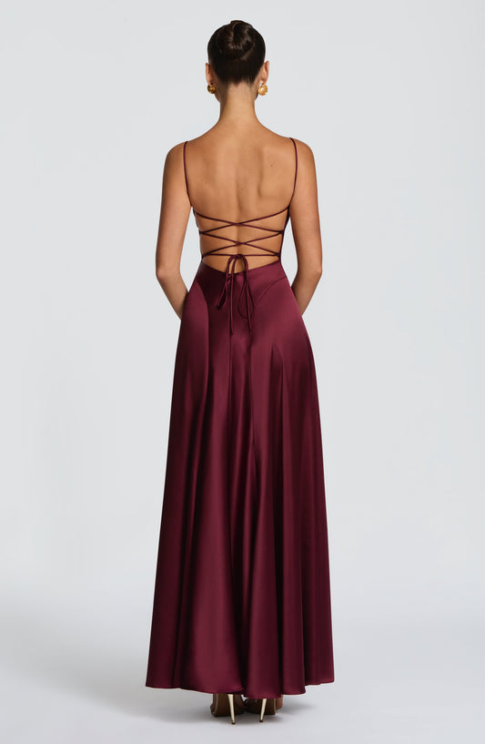 Amelièr Vorè | Isabella Cowl Neck Maxi Dress Cherry Lacquer