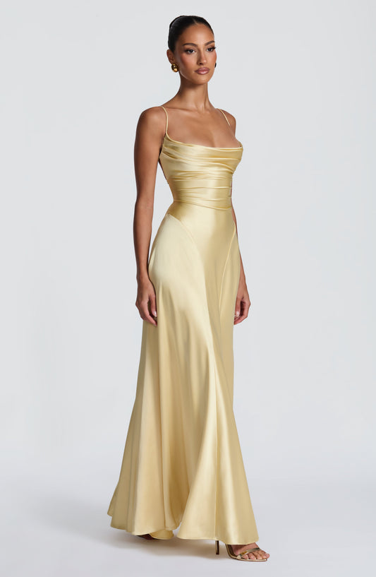 Isabella Maxi Dress Lemon – side view