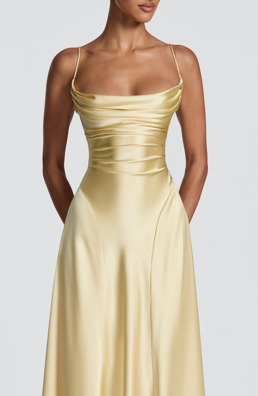 Isabella Maxi Dress Lemon – detail view