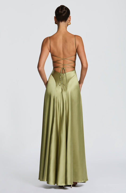 Amelièr Vorè  | Isabella Maxi Dress Cowl Neck Light Olive