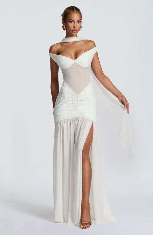 Amelièr Vorè | Sienna Maxi Dress Ivory Slinky Mesh