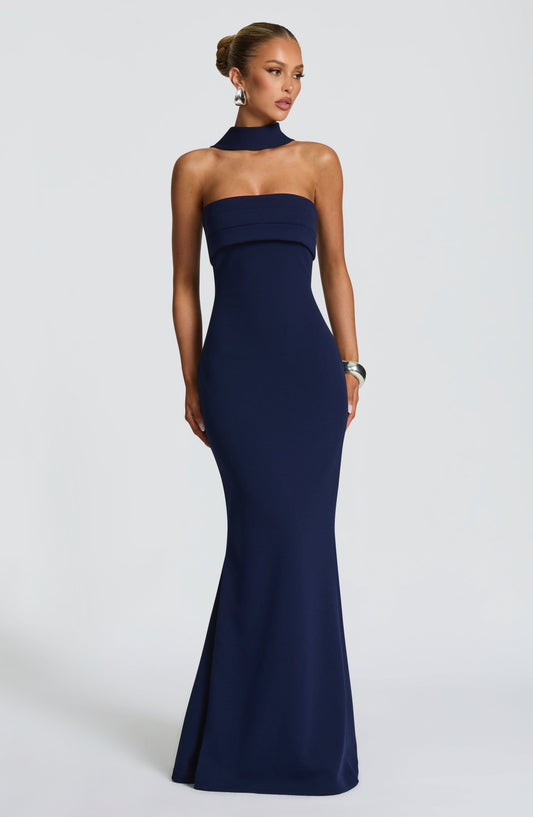 Amelièr Vorè  | Aurora Strapless Stretch Crepe Maxi Dress Navy