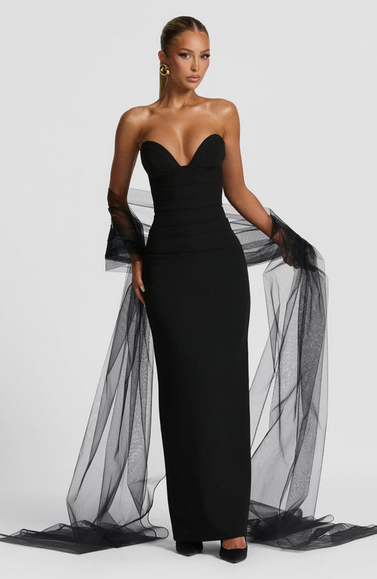 Amelièr Vorè  | Juliet Maxi Dress Black Cupped Strapless Formal