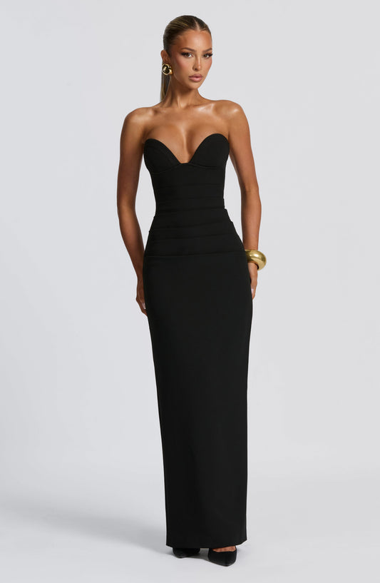 Amelièr Vorè  | Juliet Maxi Dress Black Cupped Strapless Formal