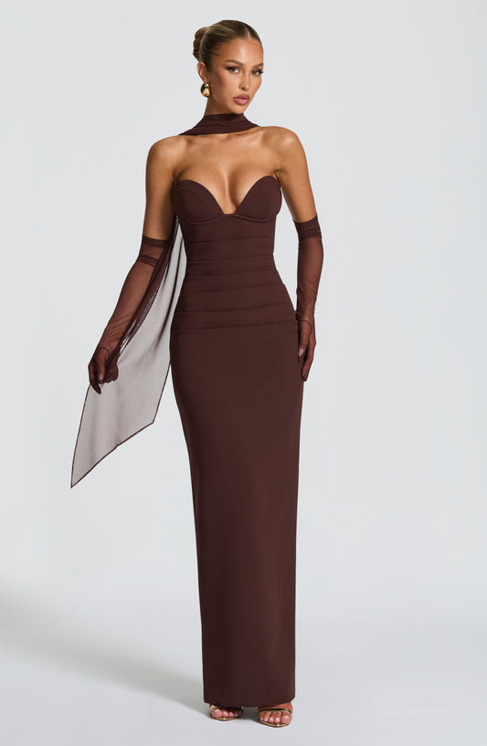 Amelièr Vorè  | Juliet Strapless Maxi Dress Plum Brown
