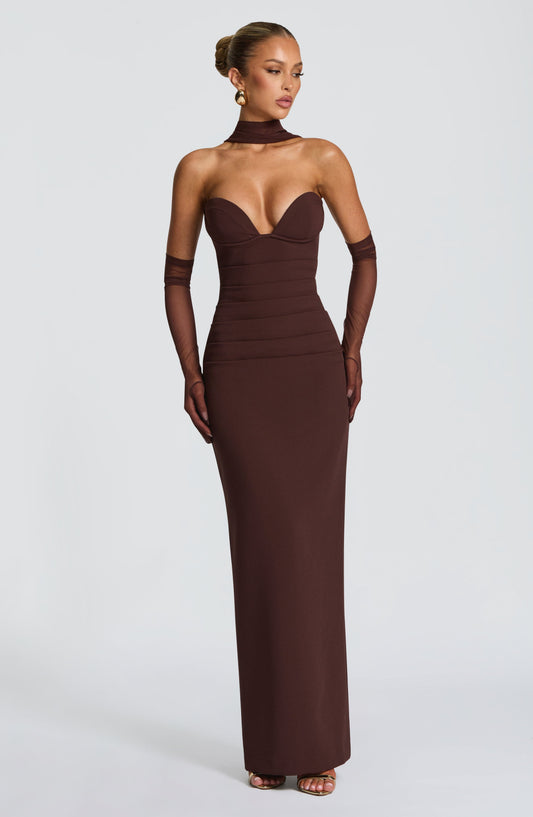 Amelièr Vorè  | Juliet Strapless Maxi Dress Plum Brown
