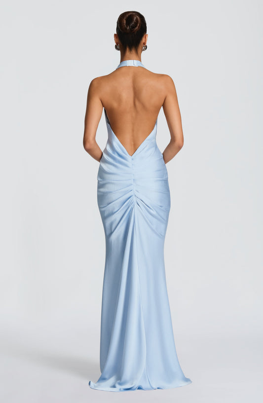 Vivienne Maxi Gown Dress Glacier Blue – close-up detail