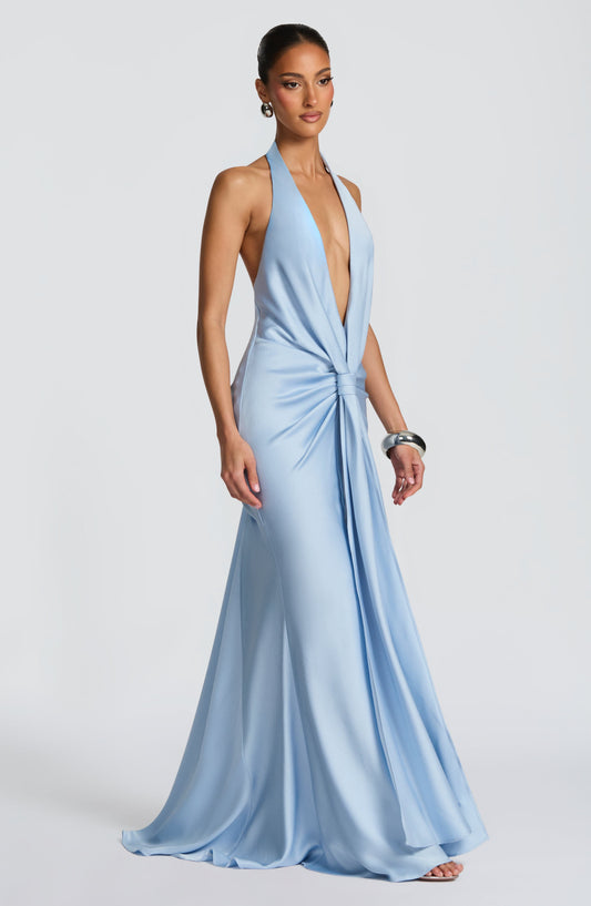 Vivienne Maxi Gown Dress Glacier Blue – side view