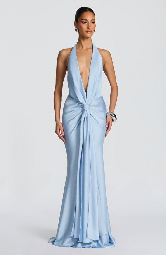 Vivienne Maxi Gown Dress Glacier Blue – front view