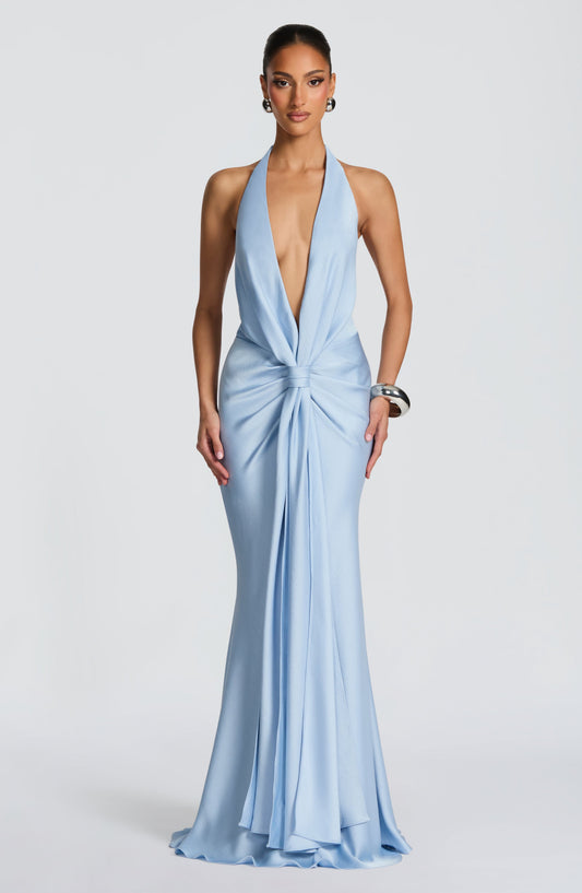 Vivienne Maxi Gown Dress Glacier Blue – back view