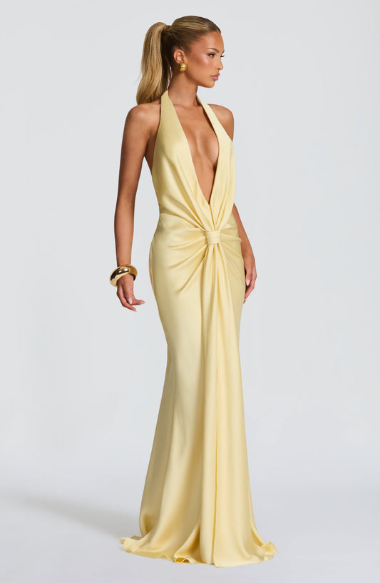 Vivienne Textured Maxi Gown Lemon – side view