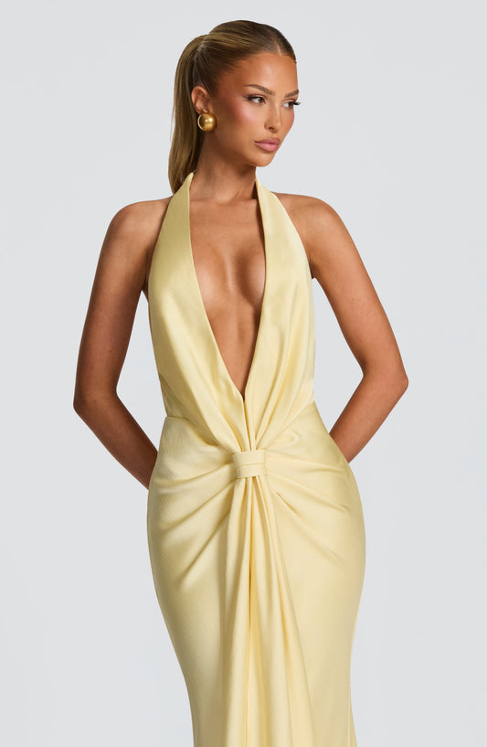 Vivienne Textured Maxi Gown Lemon – detail view