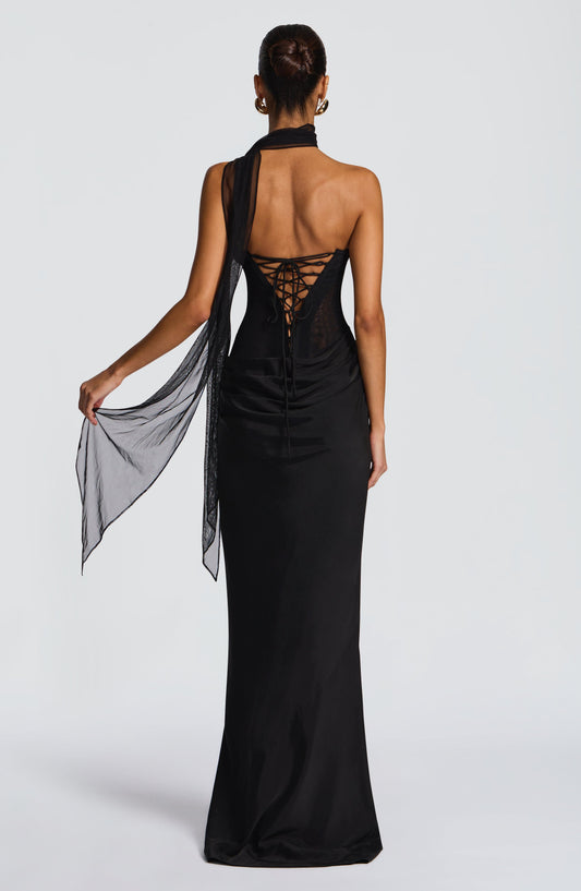 Amelièr Vorè | Elara Maxi Dress Black Cowl Neck