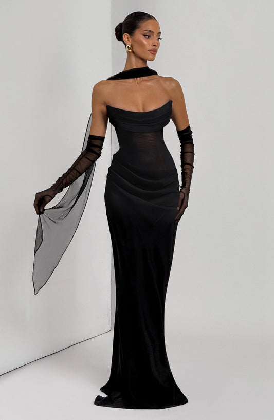 Amelièr Vorè | Elara Maxi Dress Black Cowl Neck